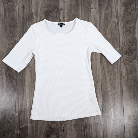 Dynamite Ribbed White Shirt Elbow Sleeves Medium - Picture 5 of 5